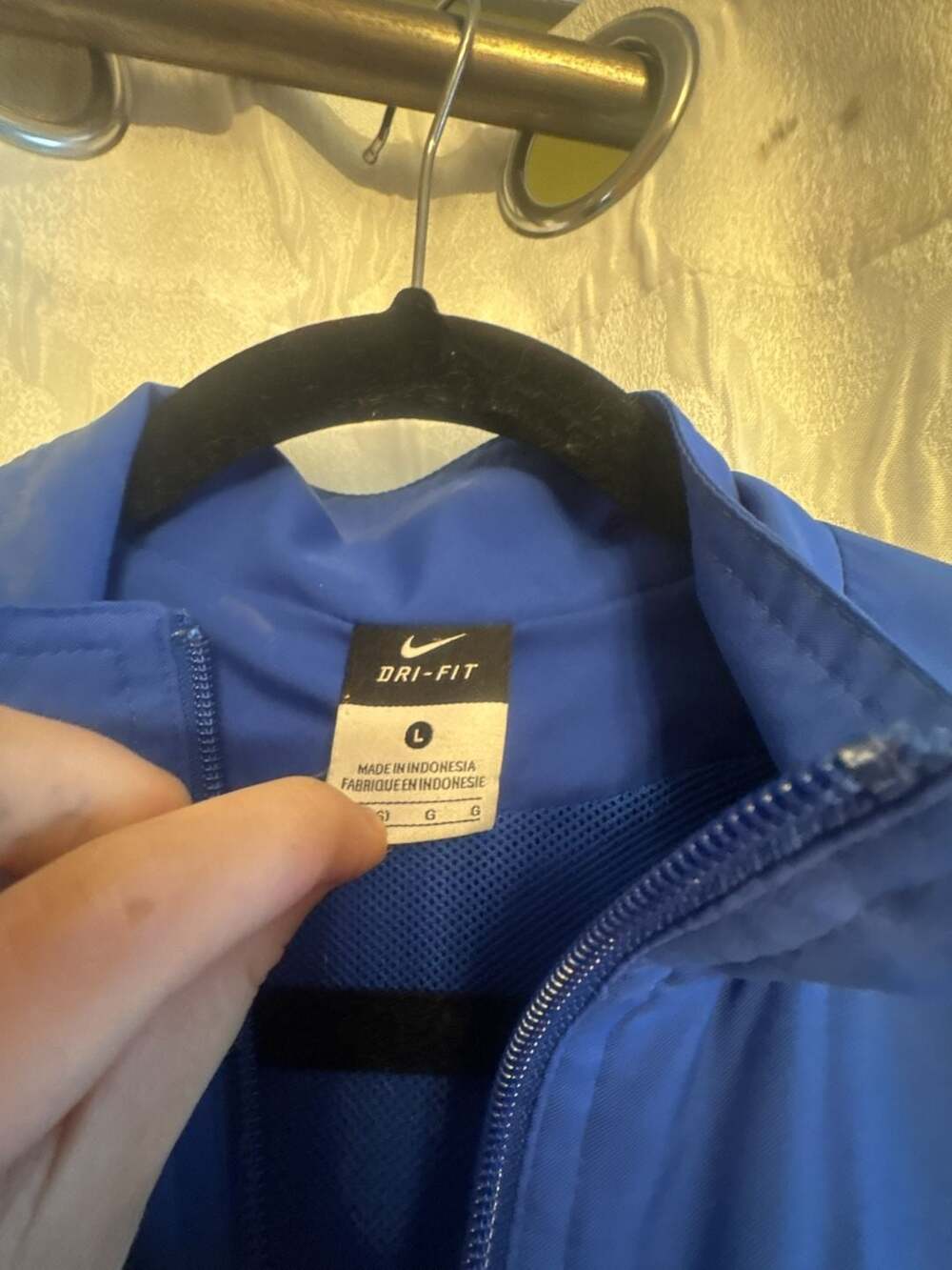 Nike Dri-Fit Vintage Y2K Blue Full Zip Track Jacket with White Contrast Piping - Picture 2 of 2